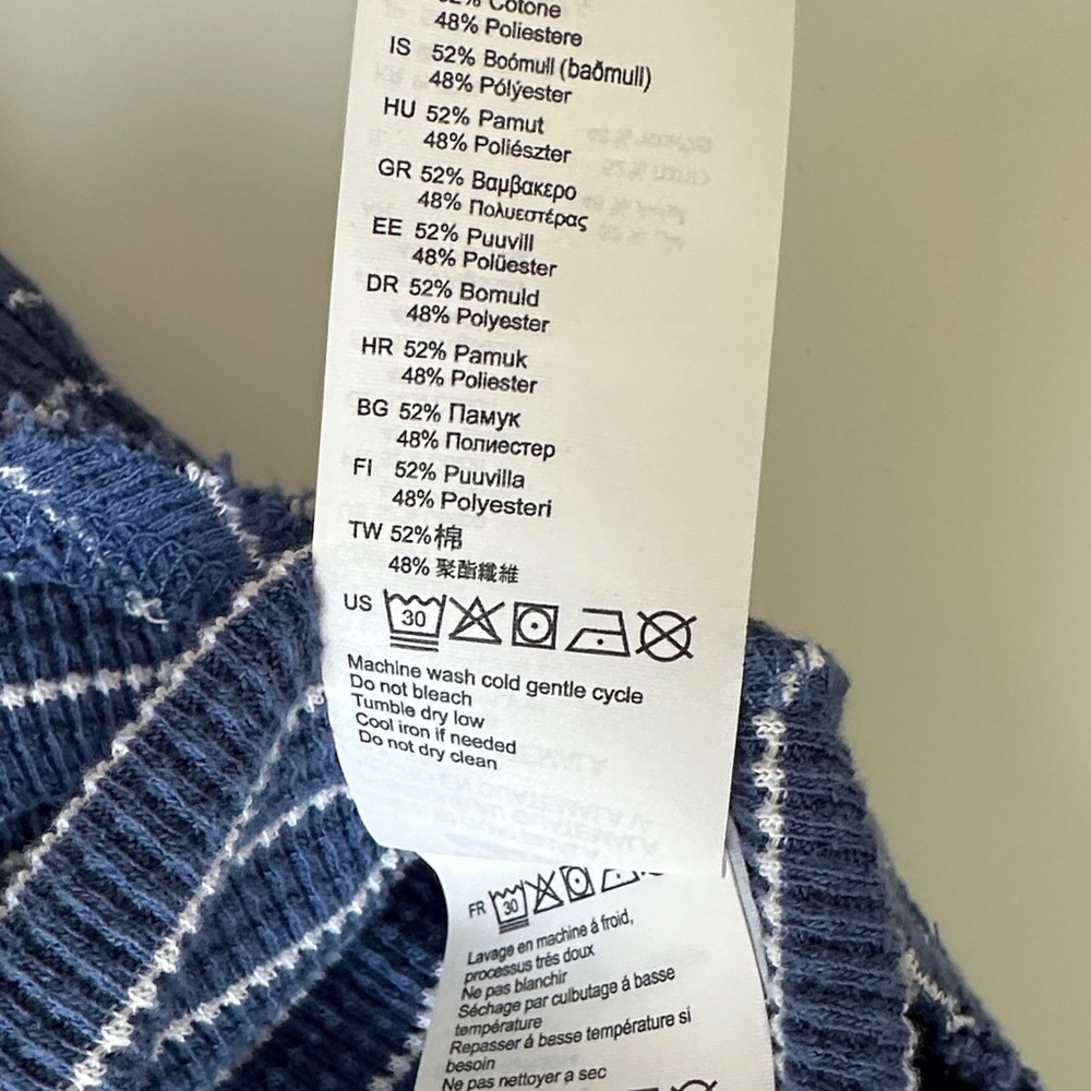 Billabong Blue and White Striped Long Sleeve waffle Henley Top - Picture 5 of 7
